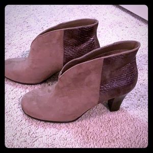 Aerosoles Taupe & Snake Skin Pattern Ankle Boots